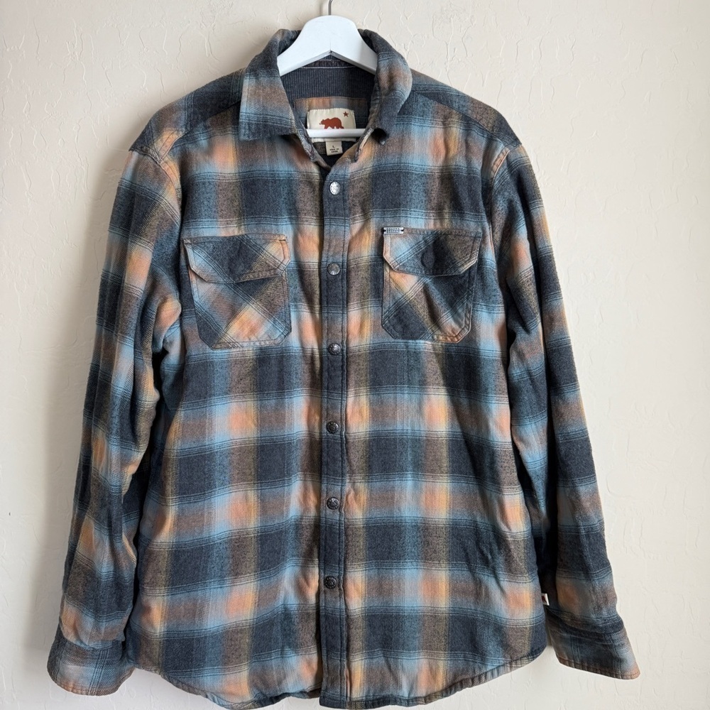 Dakota Grizzly Men’s Flannel Snap Shirt Blanket Lined Jacket Large Gray Plaid